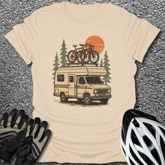 Camper & Bikes T-Shirt in Sand / S from CycleTees