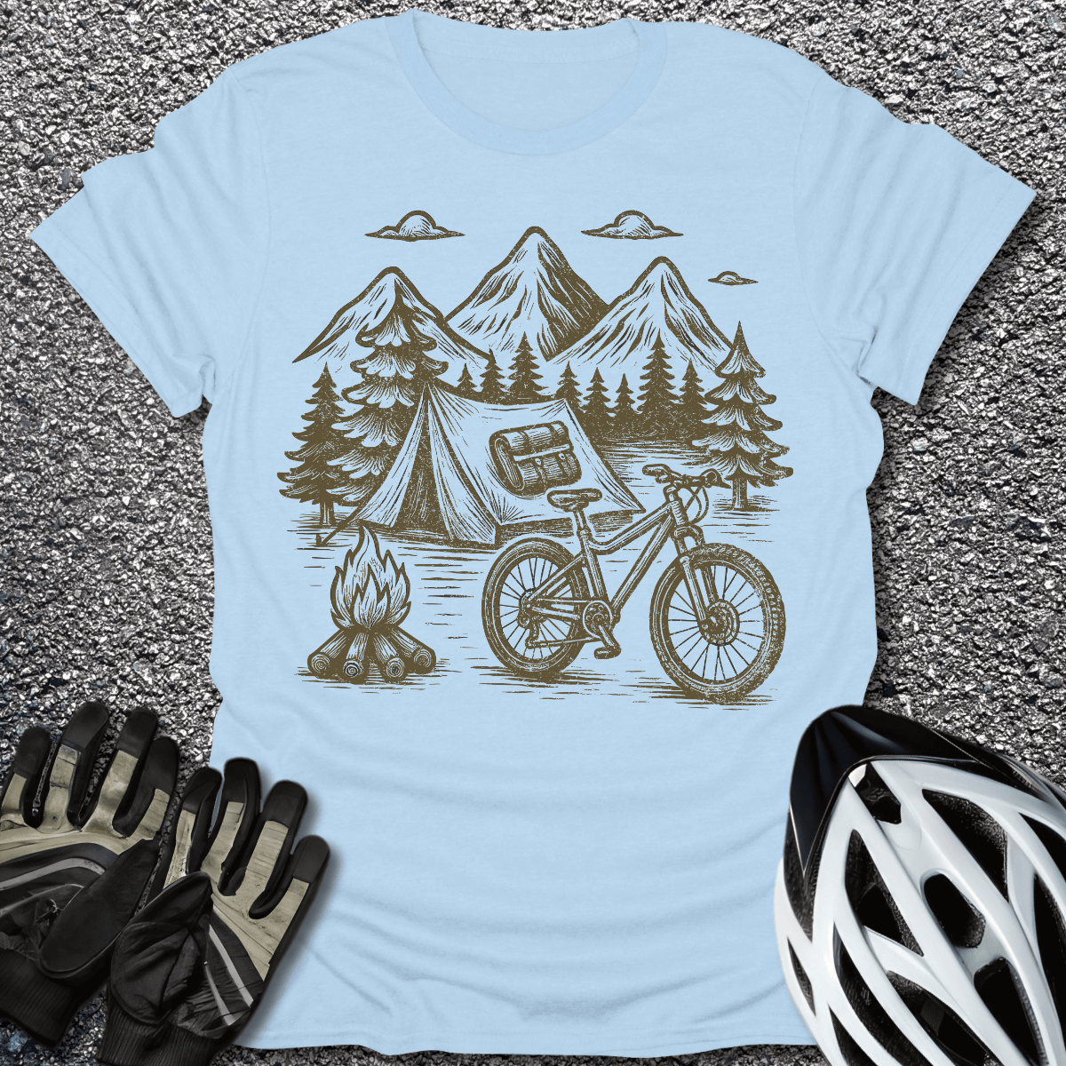 Campfire Cadence T-Shirt in Light Blue / S from CycleTees