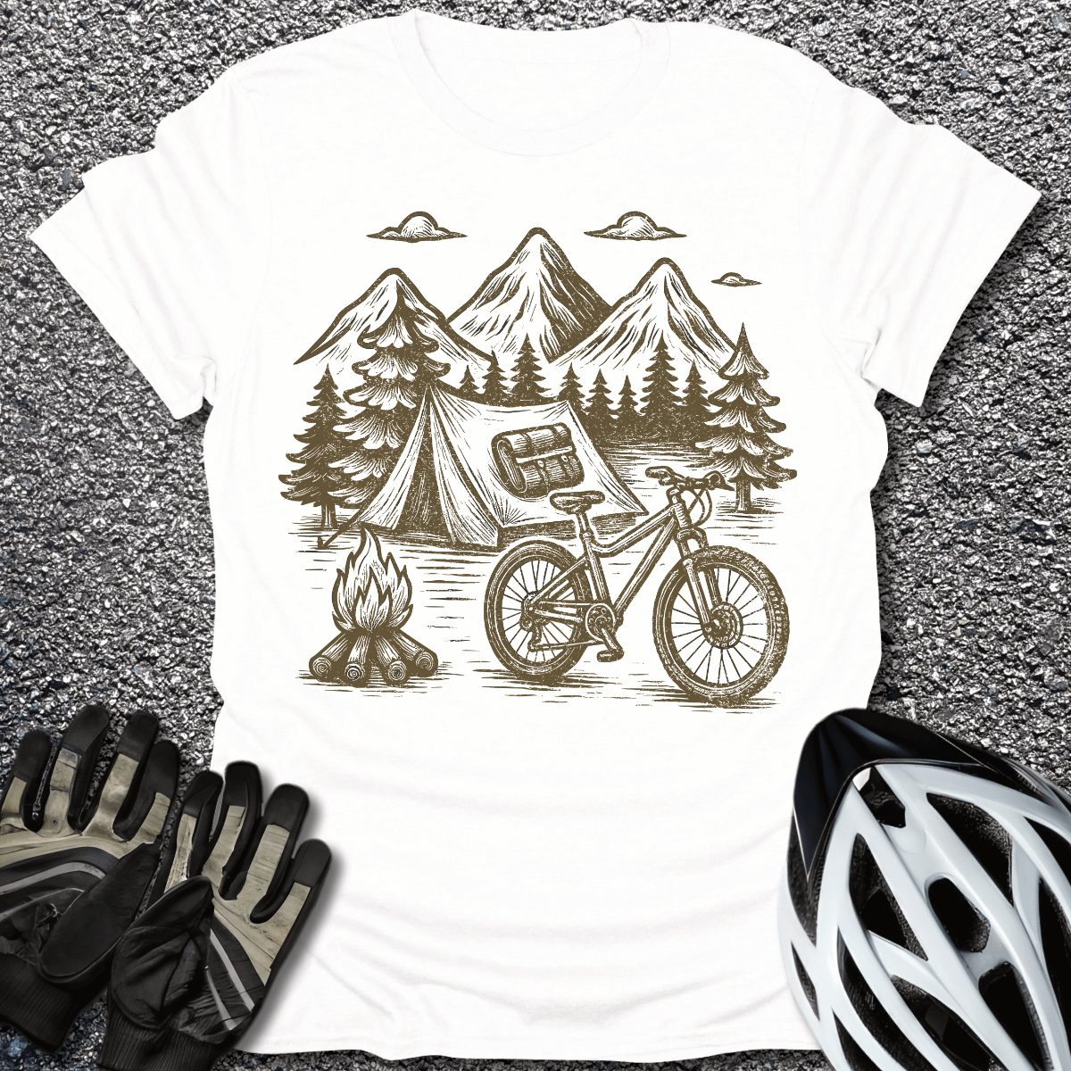 Campfire Cadence T-Shirt in White / S from CycleTees