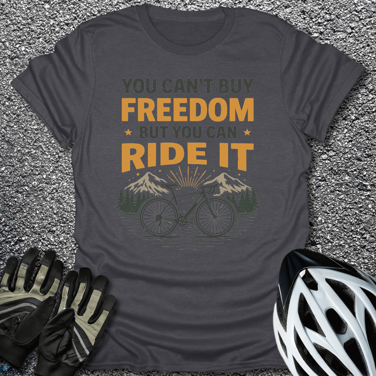 Can't Buy Freedom T-Shirt in Dark Heather / S from CycleTees
