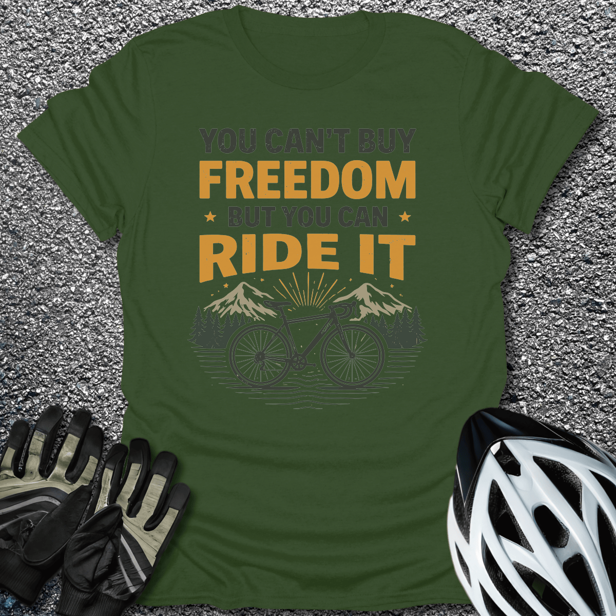 Can't Buy Freedom T-Shirt in Military Green / S from CycleTees