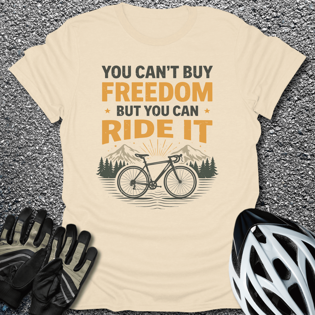 Can't Buy Freedom T-Shirt in Natural / S from CycleTees
