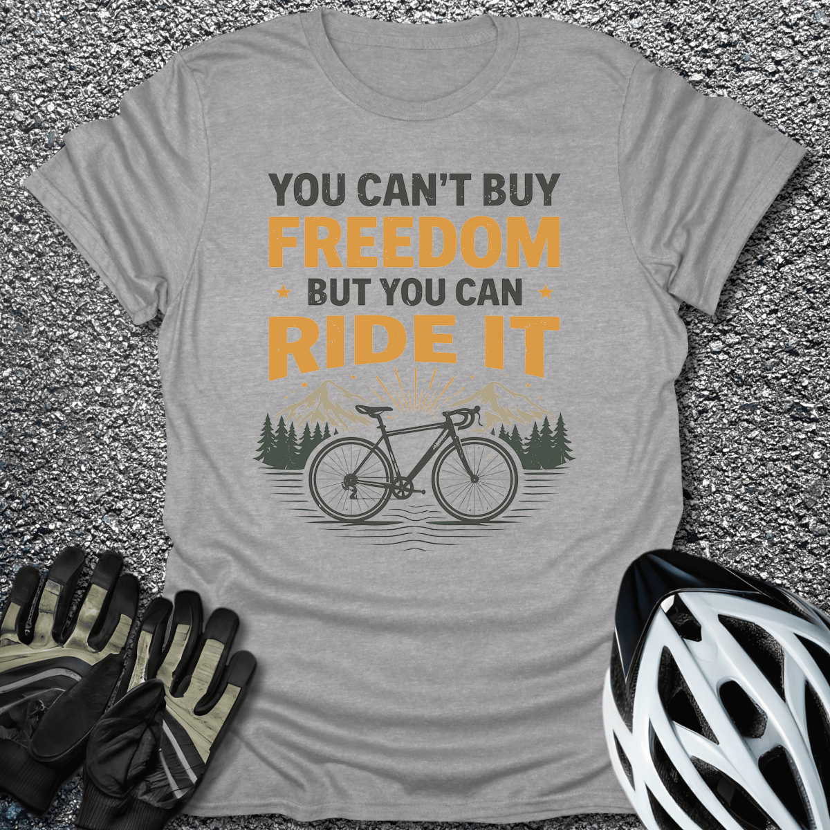 Can't Buy Freedom T-Shirt in Sport Grey / S from CycleTees