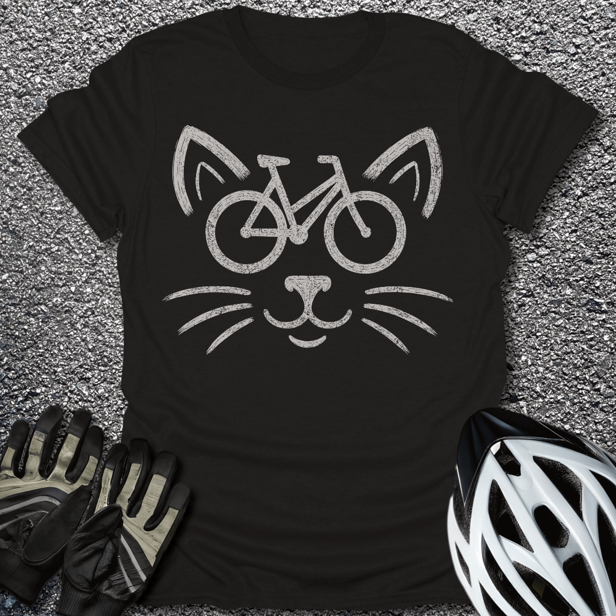 Cat Bike T-Shirt in Black / S from CycleTees