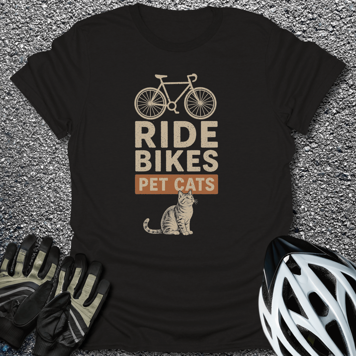 Cats and Bikes T-Shirt in Black / S from CycleTees