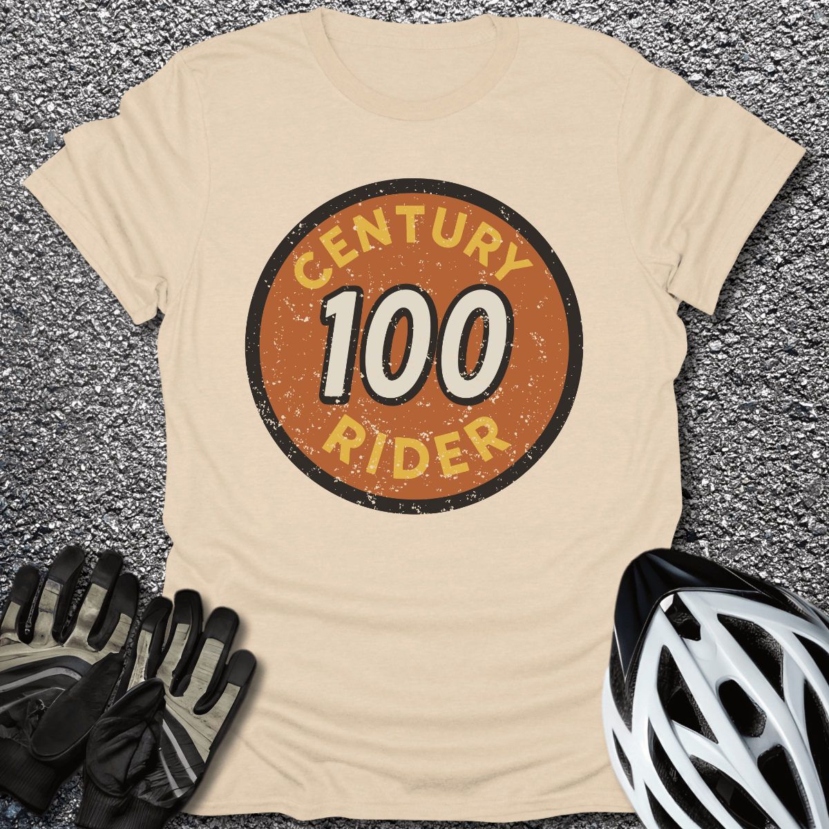 Century Rider T-Shirt in Sand / S from CycleTees