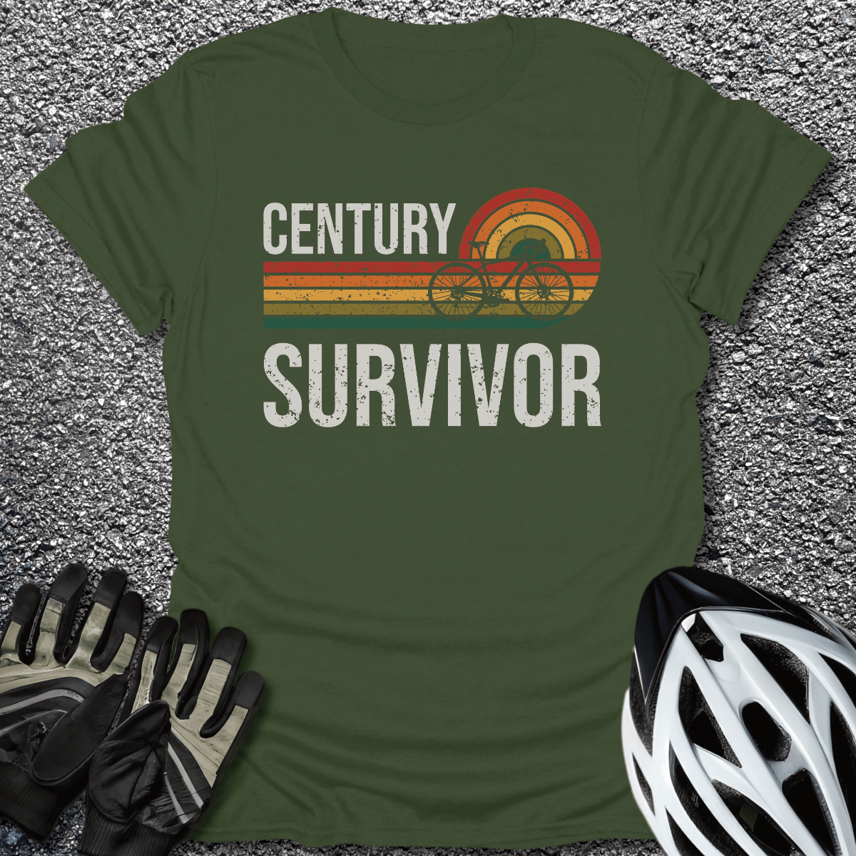 Century Survivor T-Shirt in Military Green / S from CycleTees