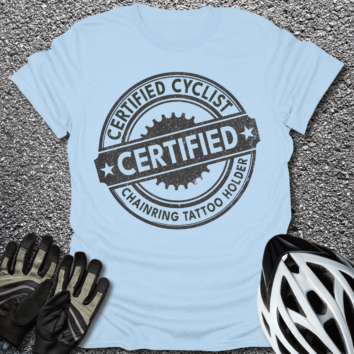 Certified Cyclist T-Shirt in Light Blue / S from CycleTees