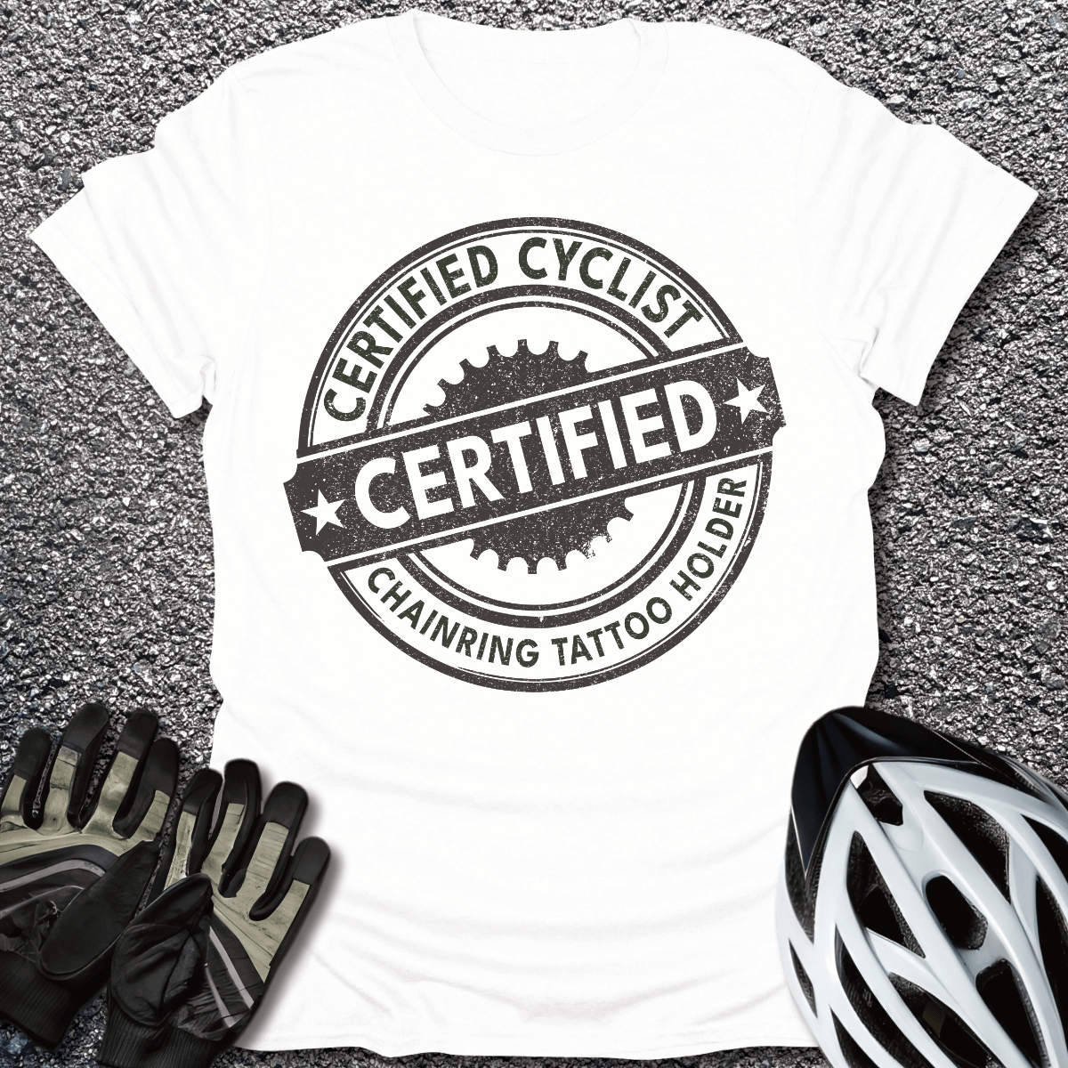 Certified Cyclist T-Shirt in White / S from CycleTees