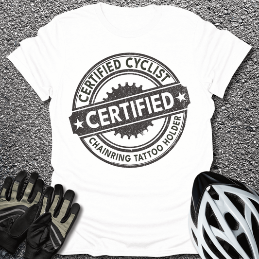 Certified Cyclist T-Shirt in White / S from CycleTees