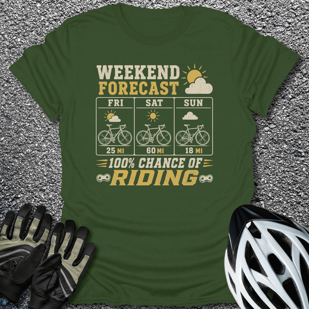 Chance of Riding T-Shirt in Military Green / S from CycleTees