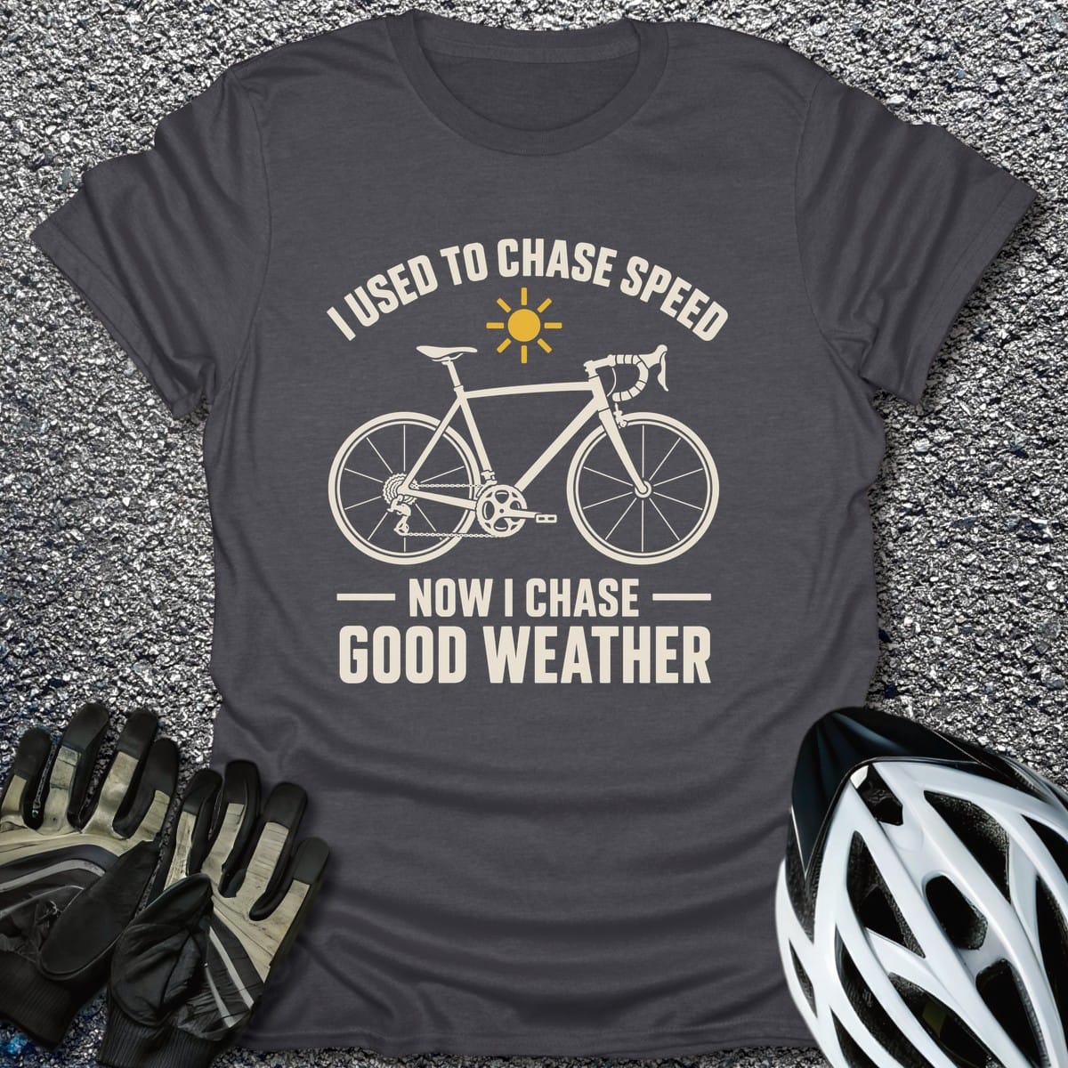 Chase Good Weather T-Shirt in Dark Heather / S from CycleTees