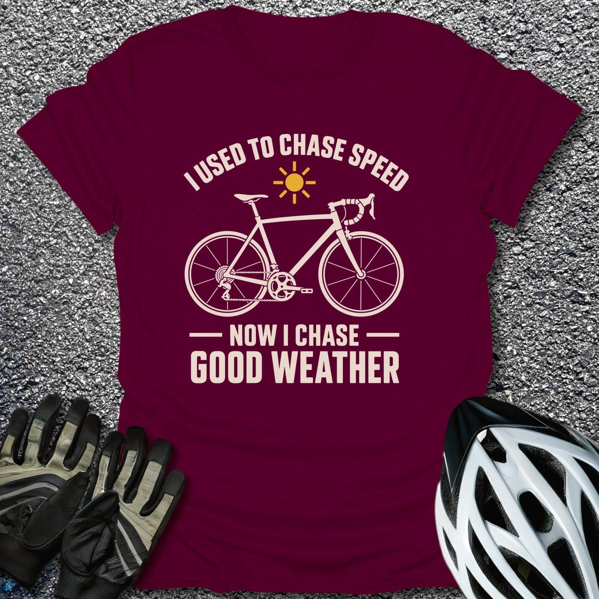 Chase Good Weather T-Shirt in Maroon / S from CycleTees