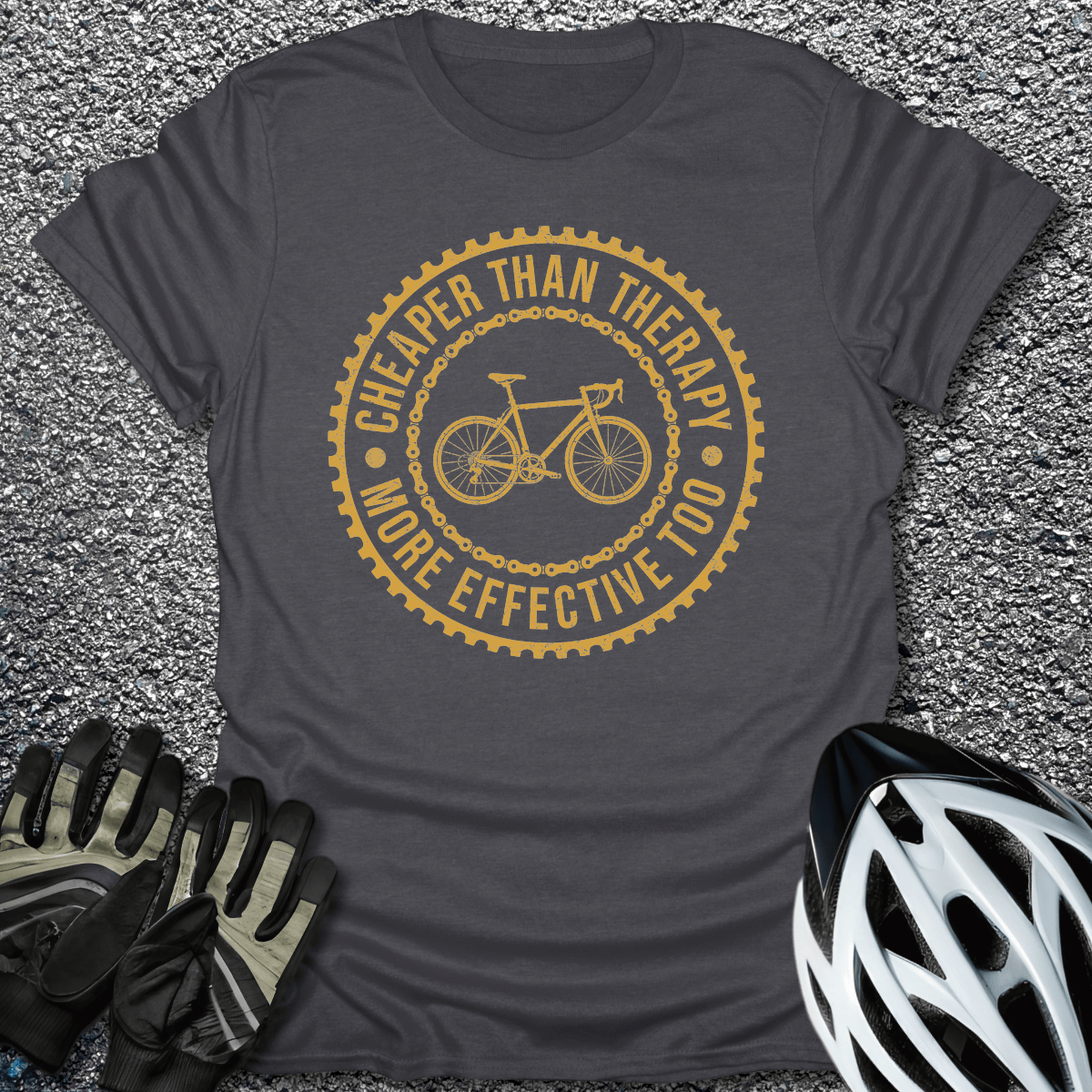 Cheaper Than Therapy T-Shirt in Dark Heather / S from CycleTees