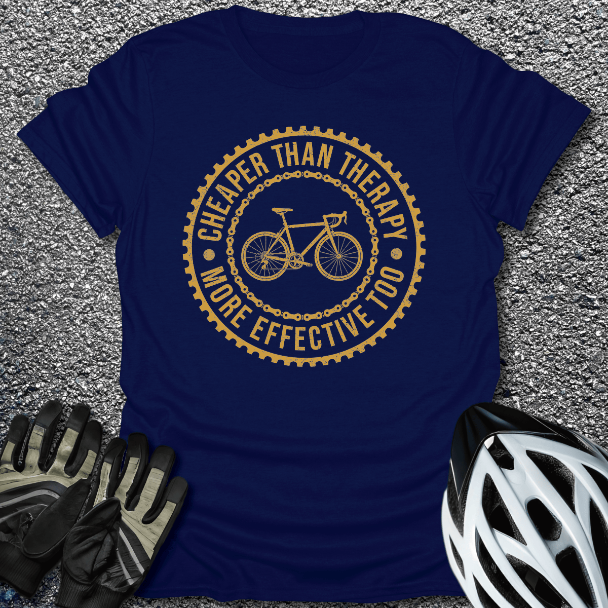 Cheaper Than Therapy T-Shirt in Navy / S from CycleTees