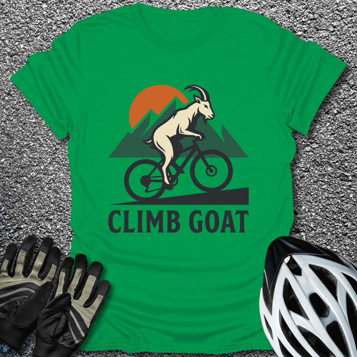 Climb Goat T-Shirt in Irish Green / S from CycleTees