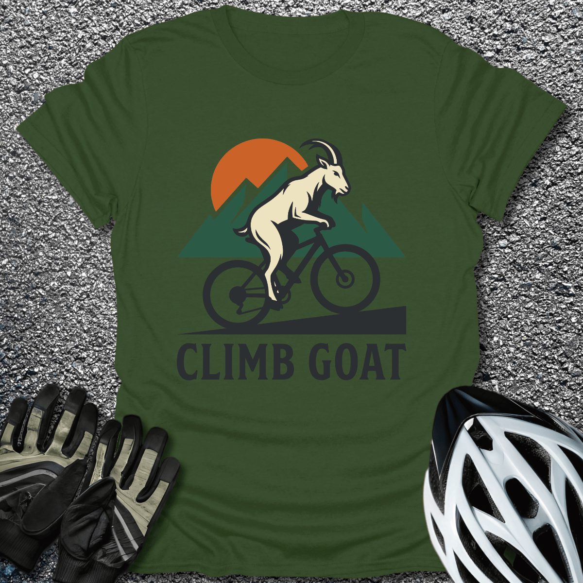 Climb Goat T-Shirt in Military Green / S from CycleTees