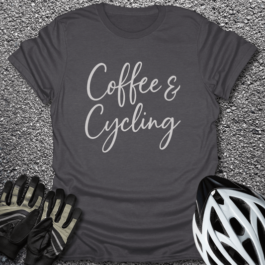 Coffe & Cycling T-Shirt in Dark Heather / S from CycleTees