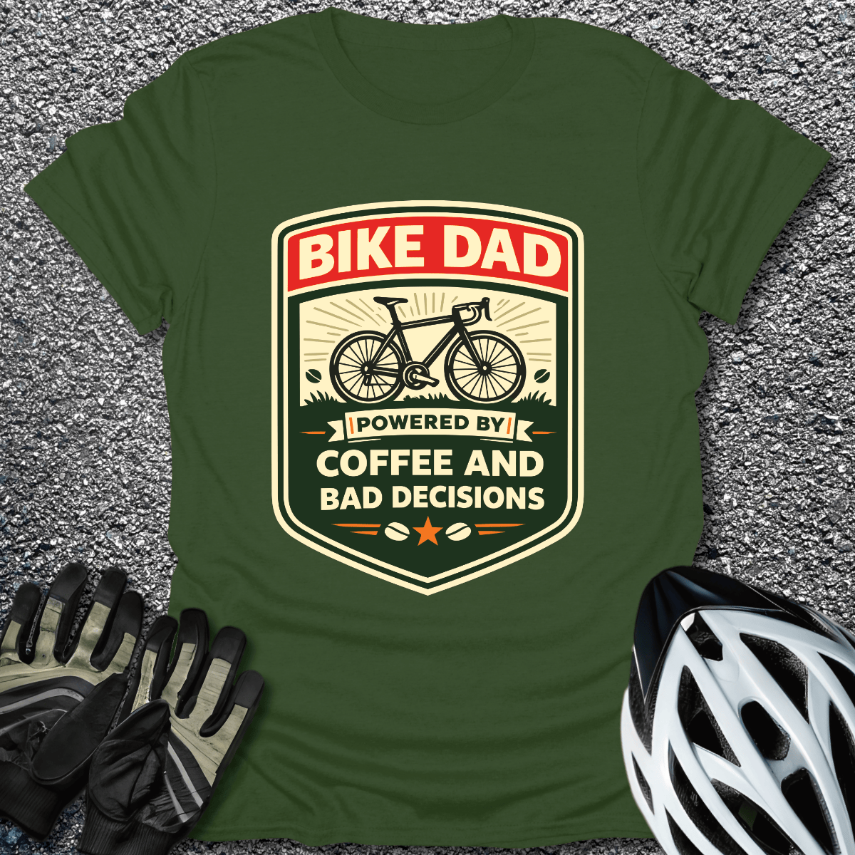 Coffee and Bad Decisions T-Shirt in Military Green / S from CycleTees