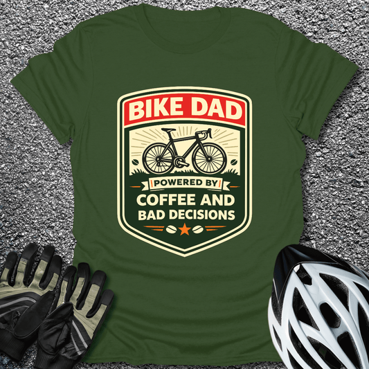 Coffee and Bad Decisions T-Shirt in Military Green / S from CycleTees