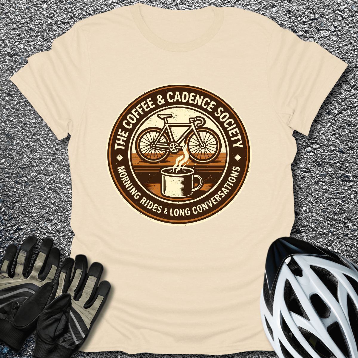 Coffee and Cadence T-Shirt in Natural / S from CycleTees