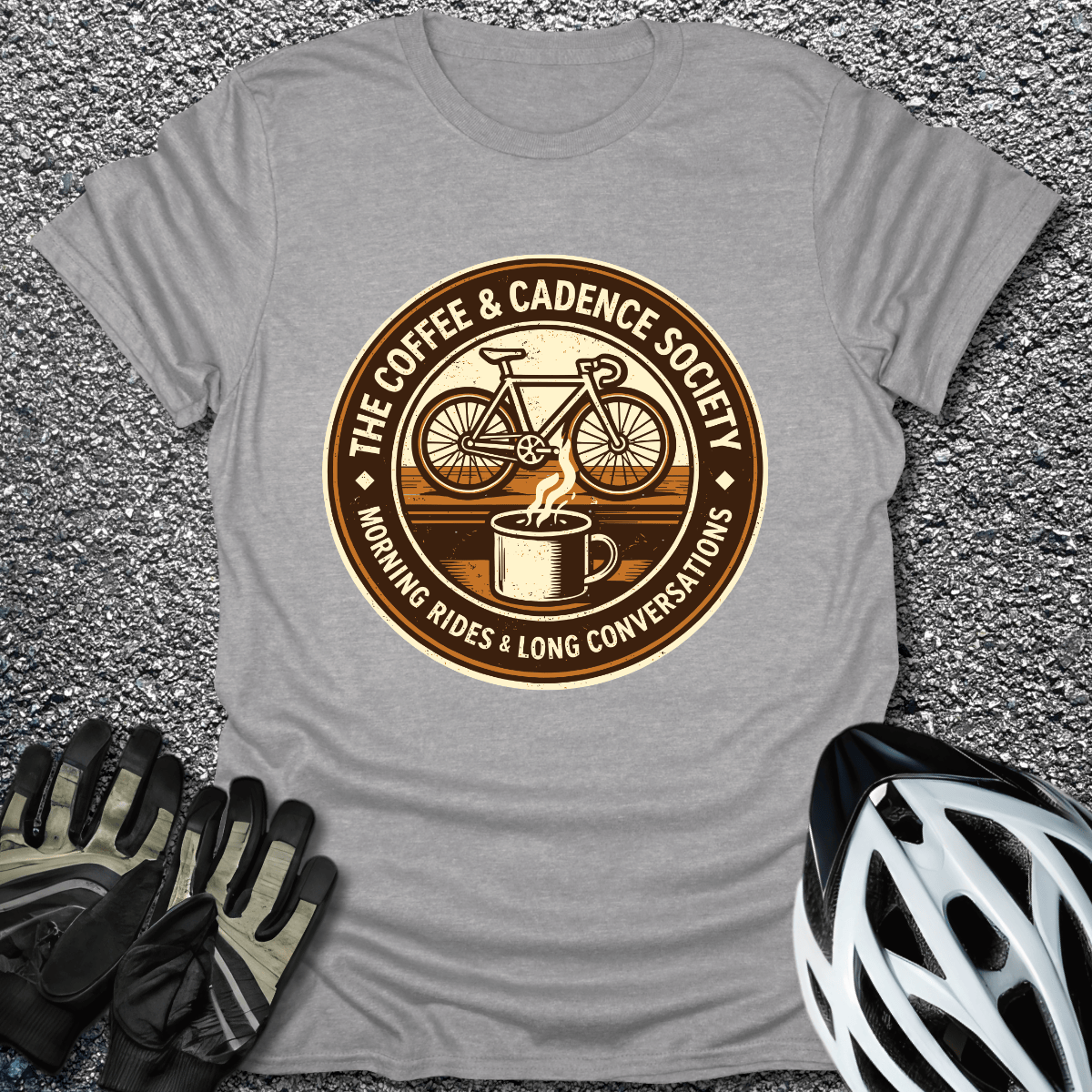 Coffee and Cadence T-Shirt in Sport Grey / S from CycleTees