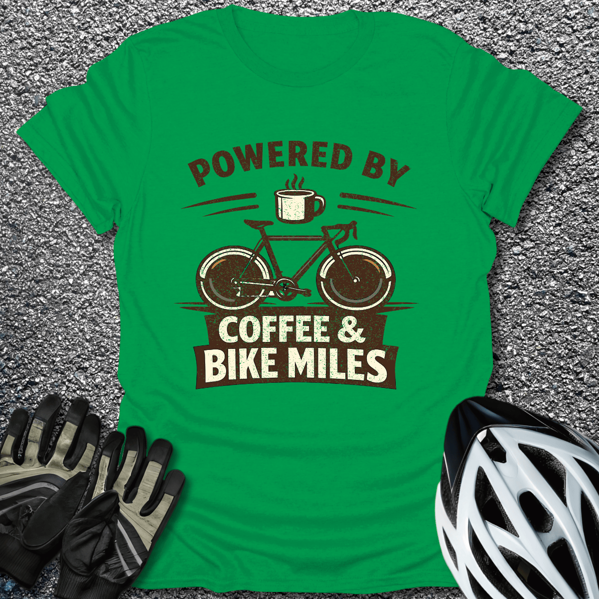Coffee and Miles T-Shirt in Irish Green / S from CycleTees
