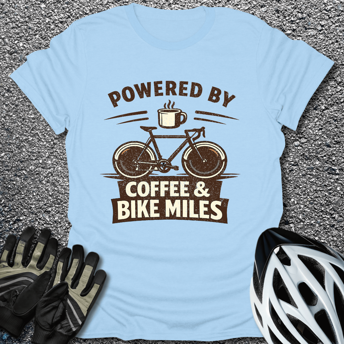 Coffee and Miles T-Shirt in Light Blue / S from CycleTees