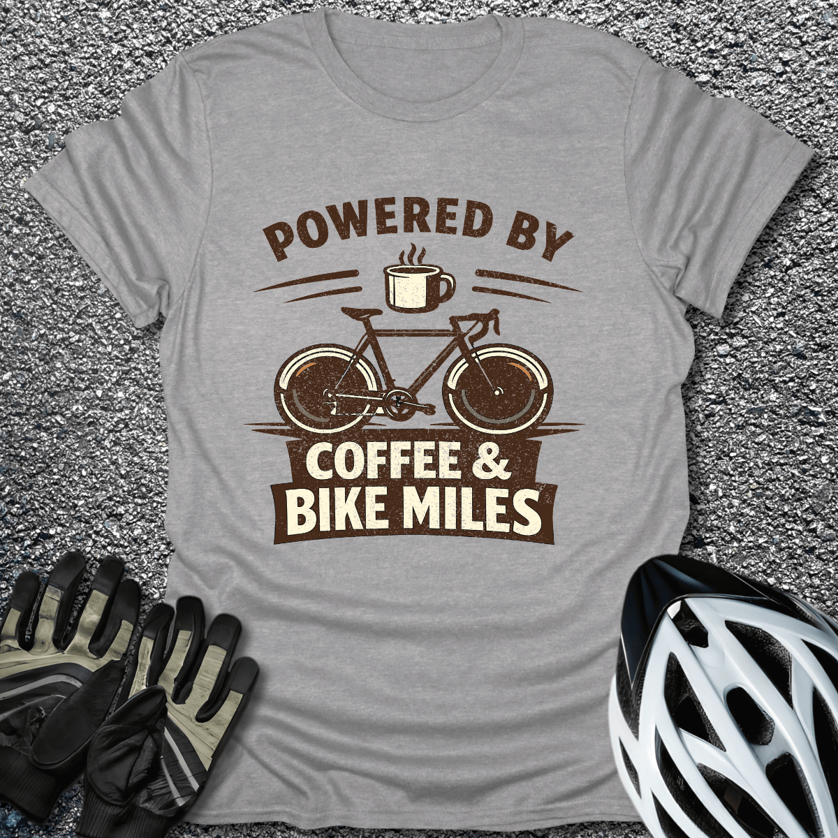 Coffee and Miles T-Shirt in Sport Grey / S from CycleTees