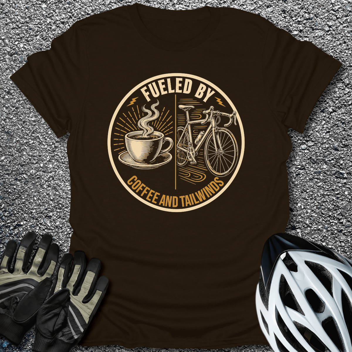 Coffee And Tailwinds T-Shirt in Dark Chocolate / S from CycleTees