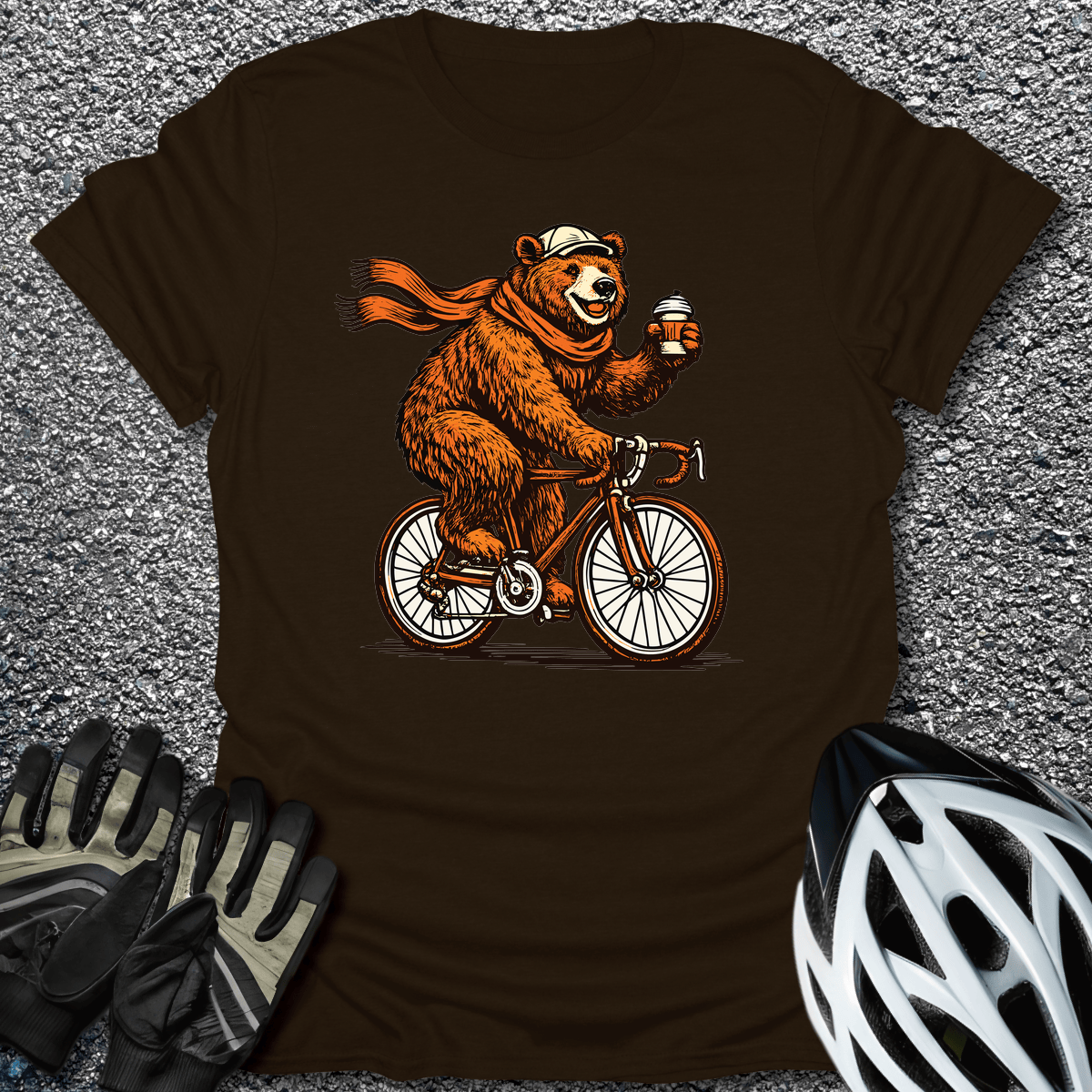 Coffee Bear Ride T-Shirt in Dark Chocolate / S from CycleTees