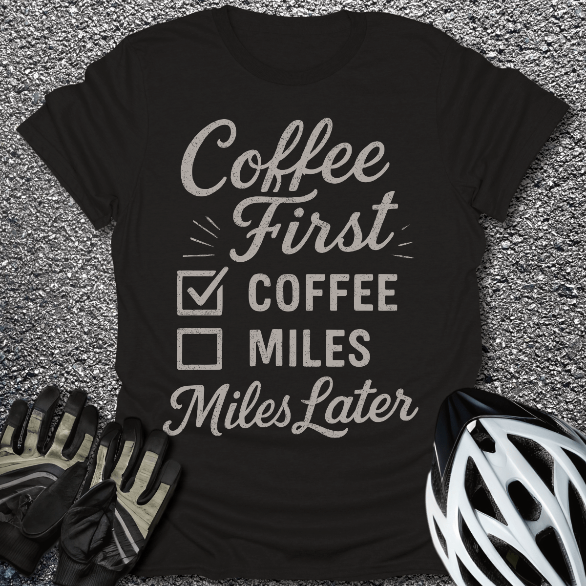 Coffee First T-Shirt in Black / S from CycleTees