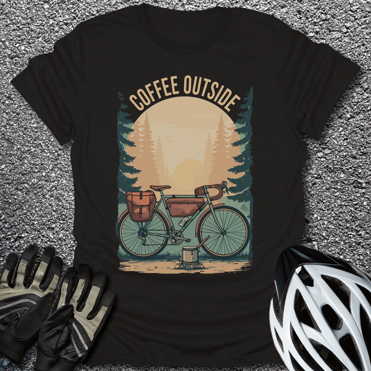Coffee Outside T-Shirt in Black / S from CycleTees
