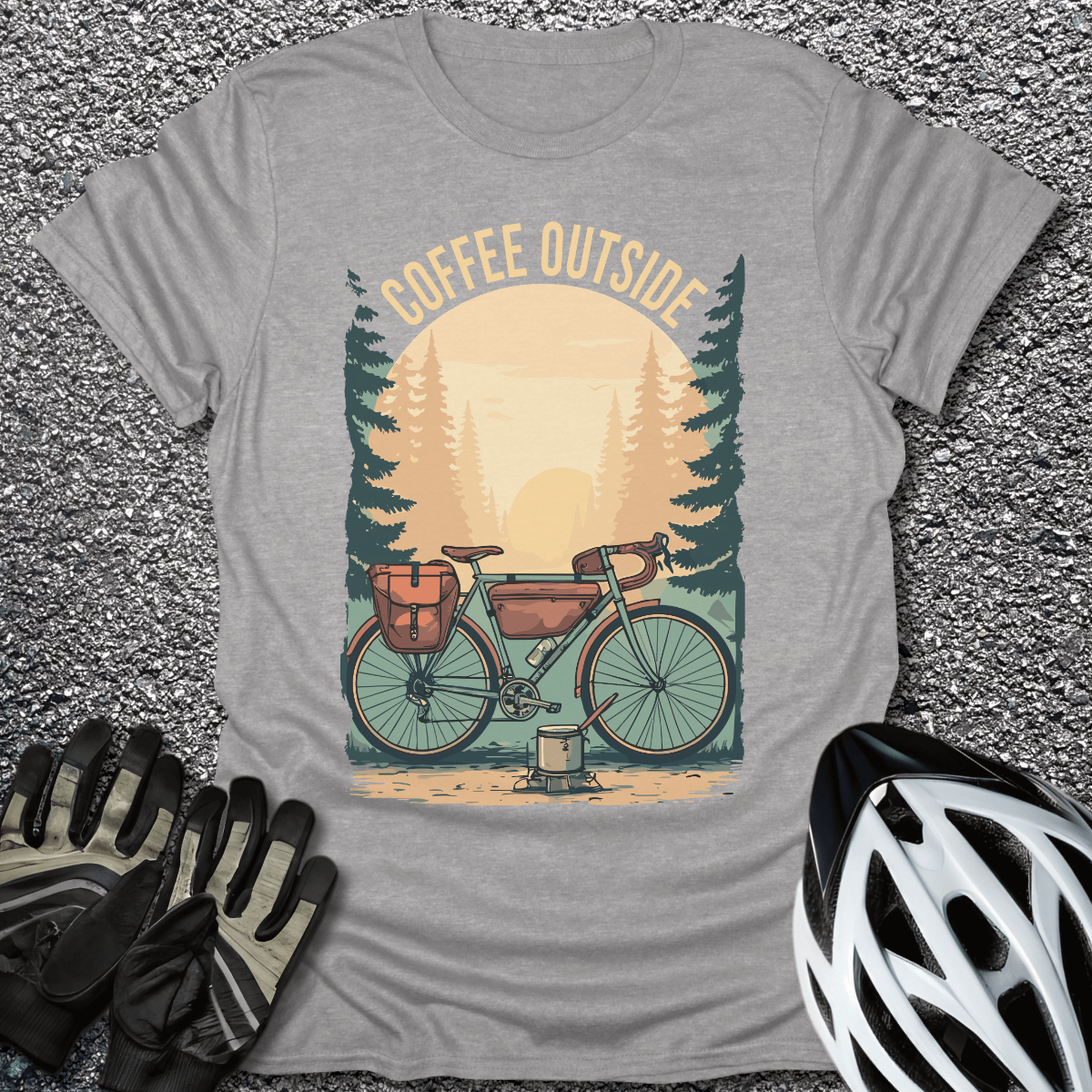 Coffee Outside T-Shirt in Sport Grey / S from CycleTees