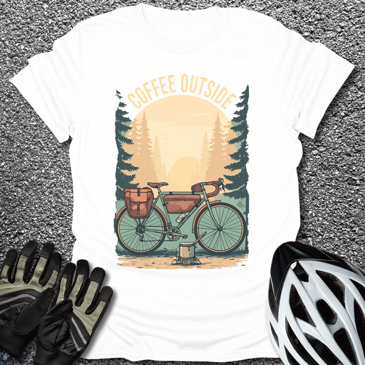 Coffee Outside T-Shirt in White / S from CycleTees