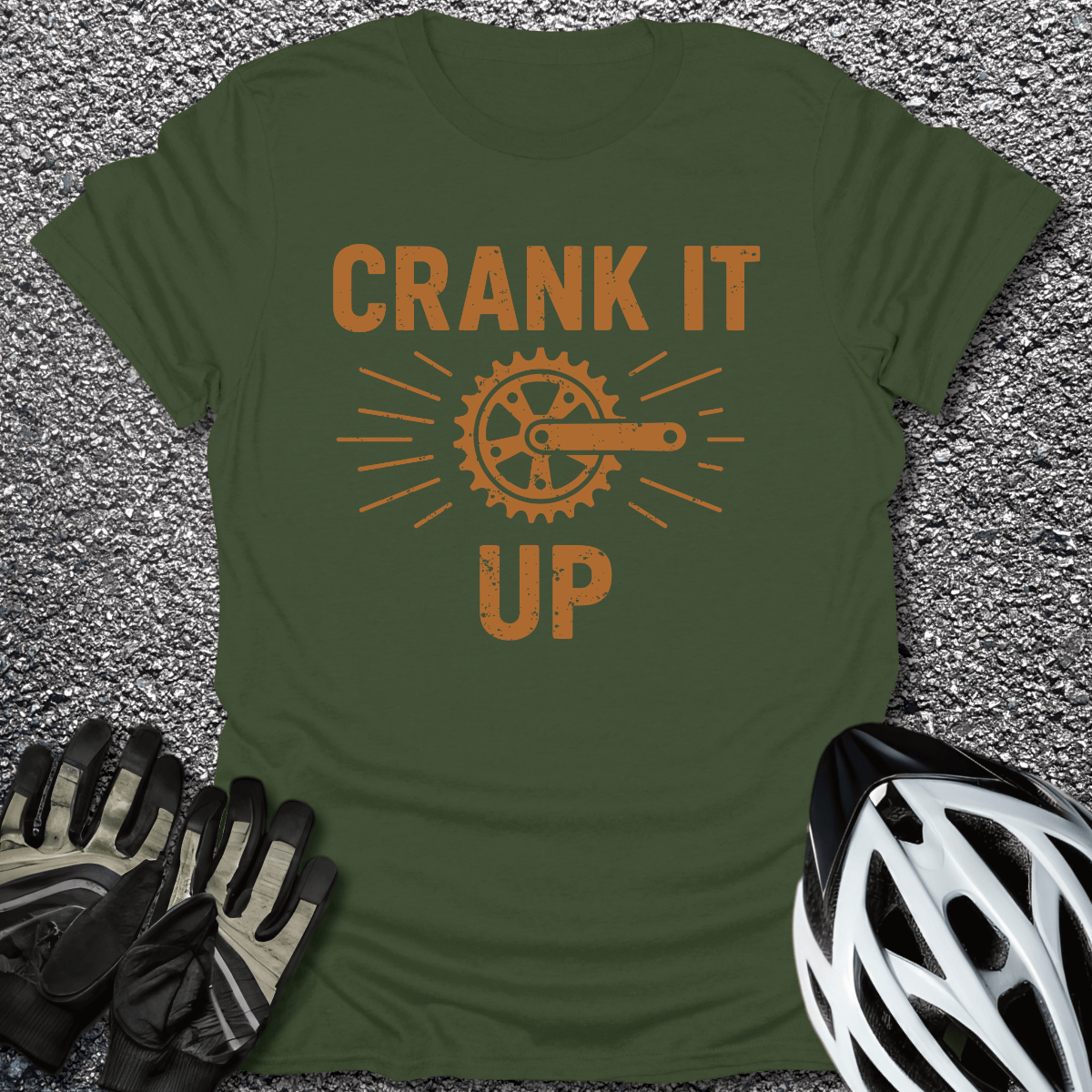 Crank It Up T-Shirt in Military Green / S from CycleTees