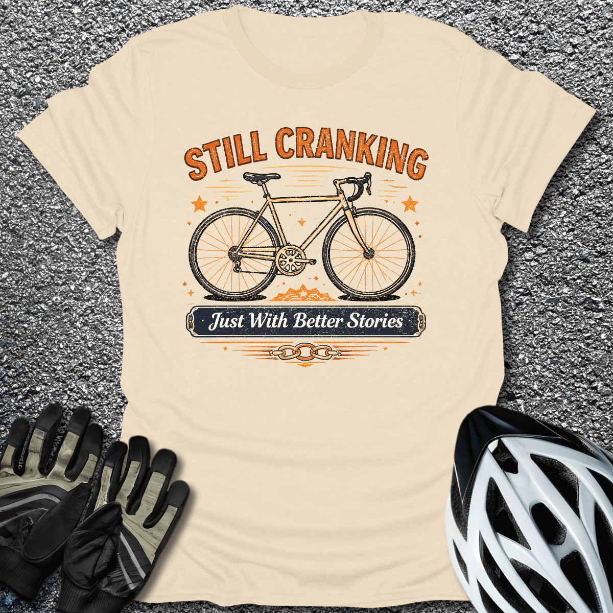 Cranking with Stories T-Shirt in Natural / S from CycleTees