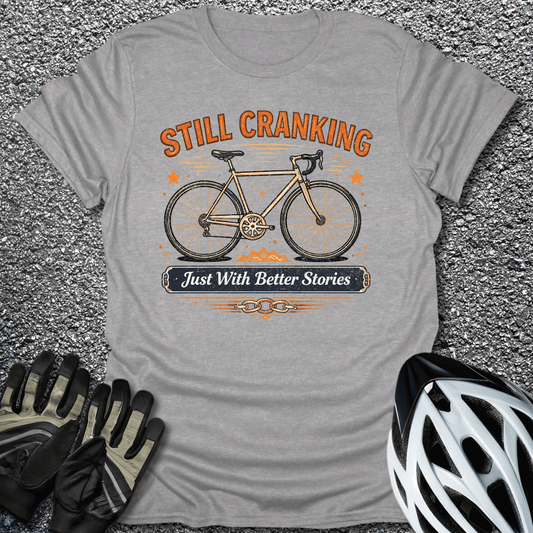 Cranking with Stories T-Shirt in Sport Grey / S from CycleTees
