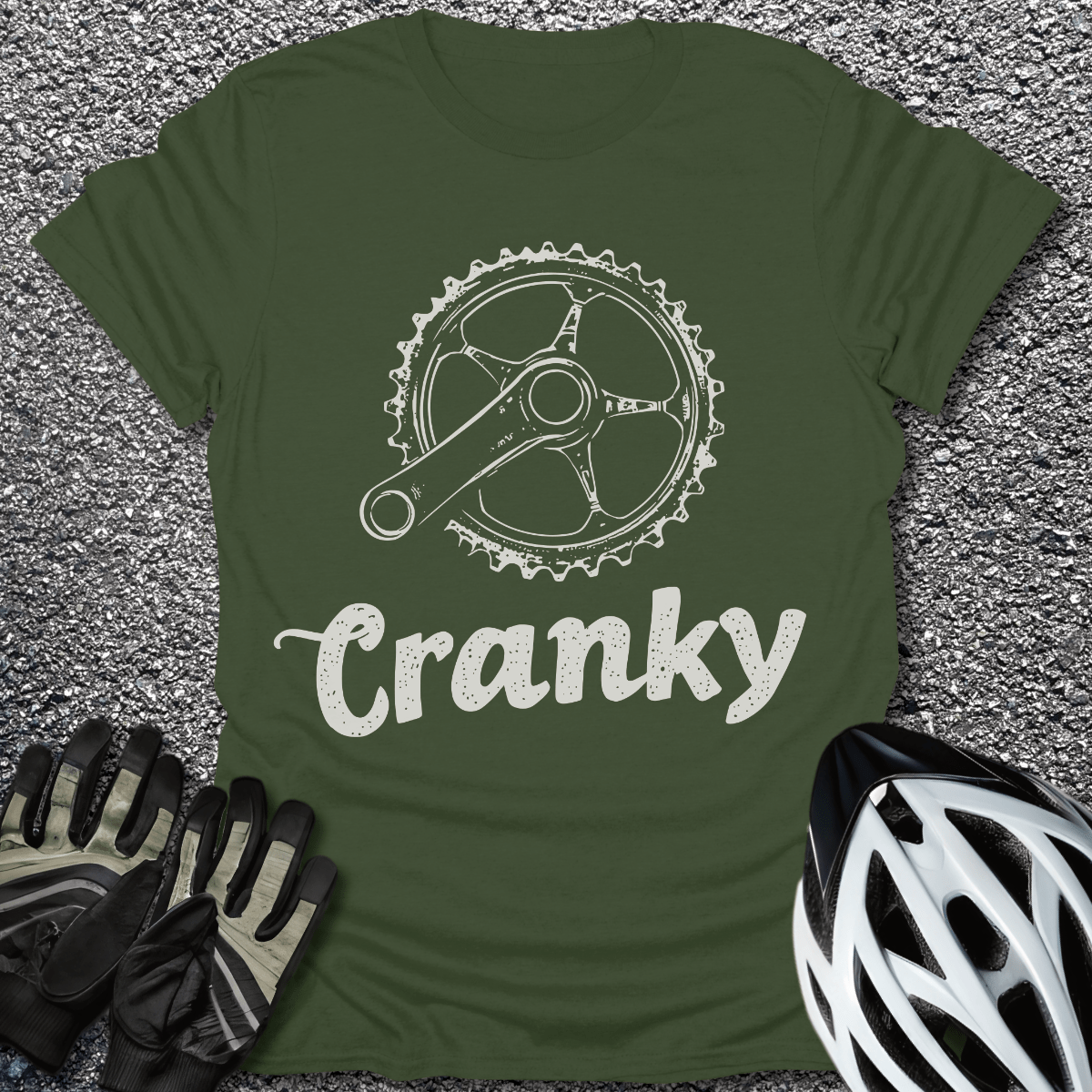 Cranky V2 T-Shirt in Military Green / S from CycleTees