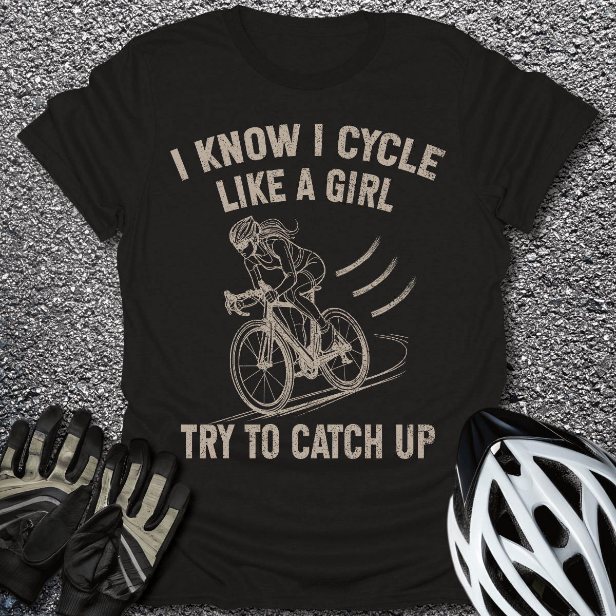 Cycle Like a Girl T-Shirt in Black / S from CycleTees