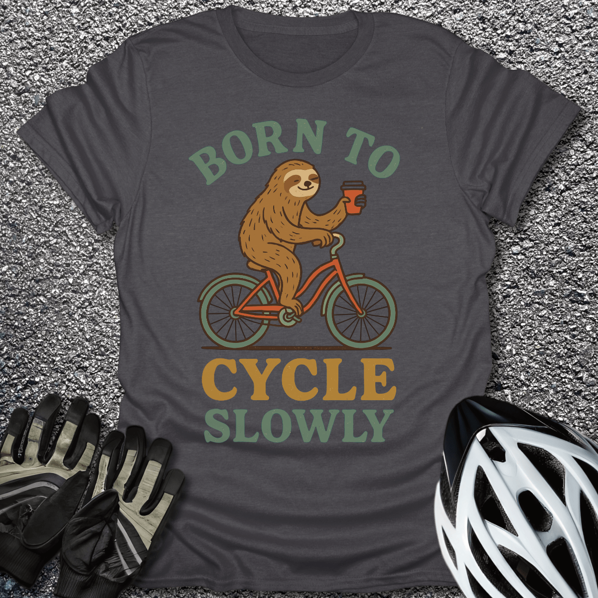 Cycle Slowly T-Shirt in Dark Heather / S from CycleTees