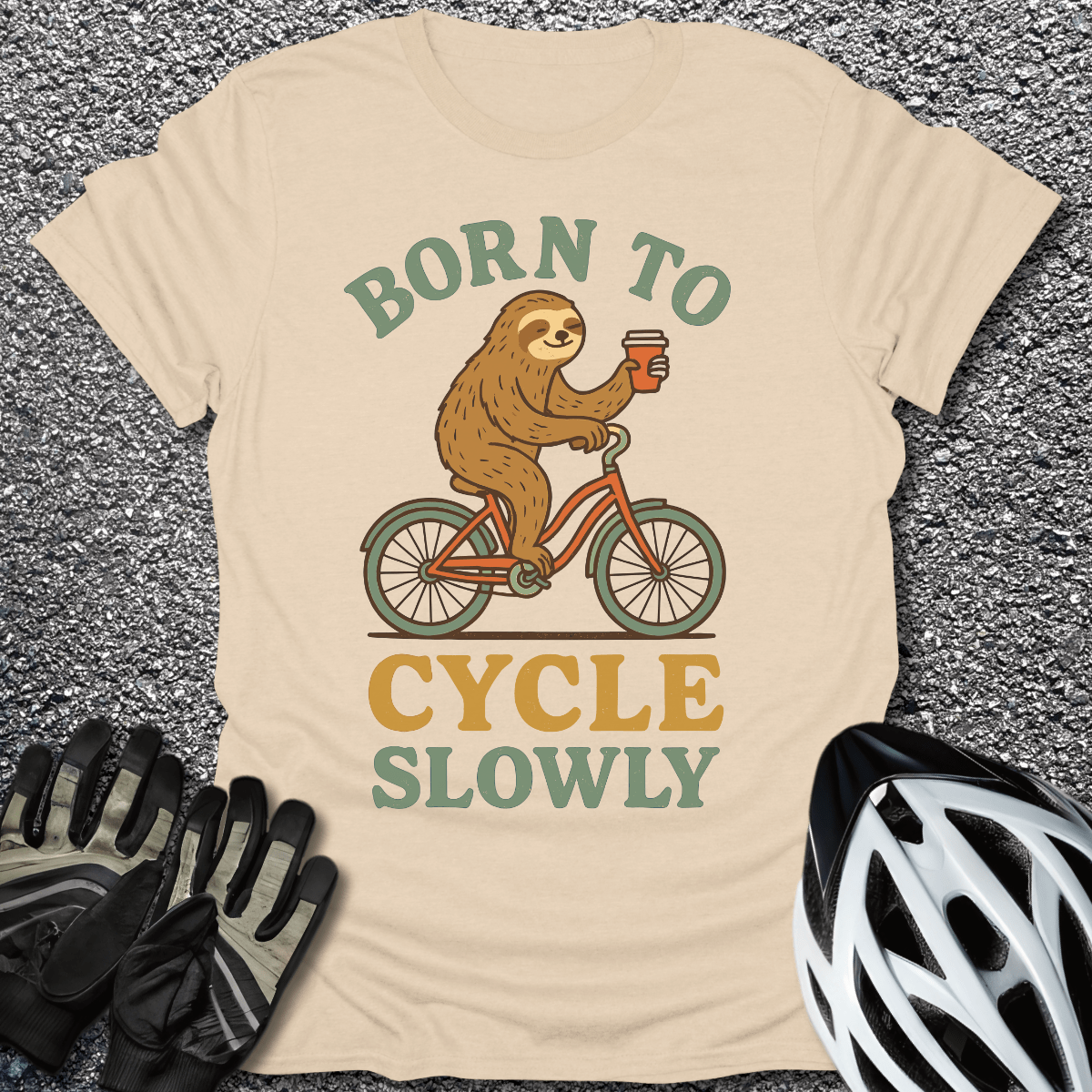 Cycle Slowly T-Shirt in Sand / S from CycleTees