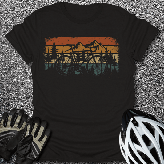 Cycle & Sunset T-Shirt in Black / S from CycleTees