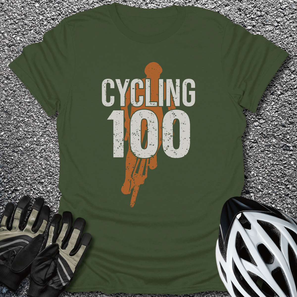 Cycling 100 T-Shirt in Military Green / S from CycleTees