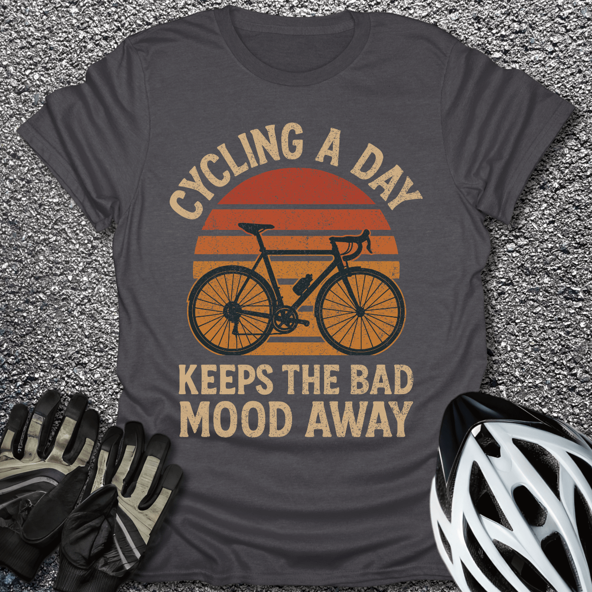 Cycling a Day T-Shirt in Dark Heather / S from CycleTees