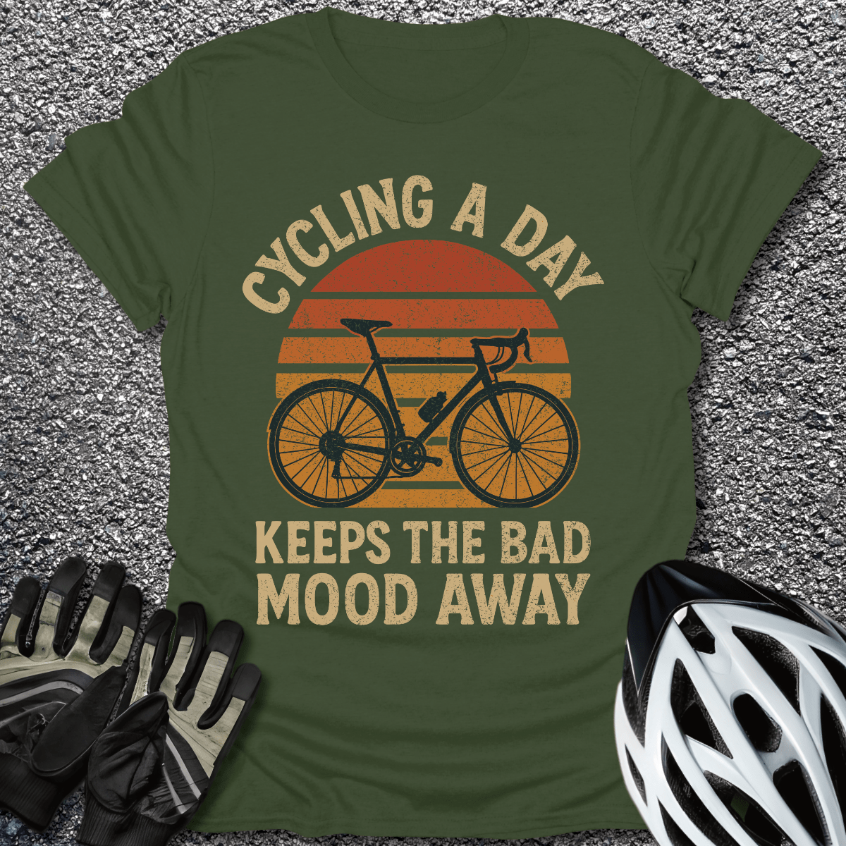 Cycling a Day T-Shirt in Military Green / S from CycleTees