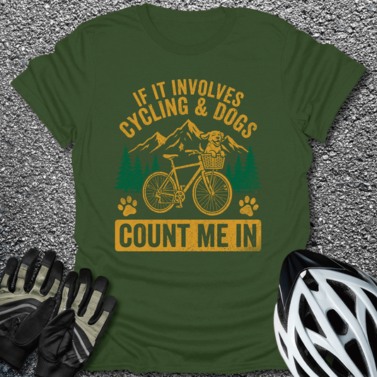 Cycling and Dogs T-Shirt in Military Green / S from CycleTees