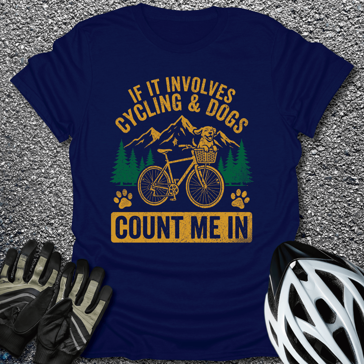 Cycling and Dogs T-Shirt in Navy / S from CycleTees
