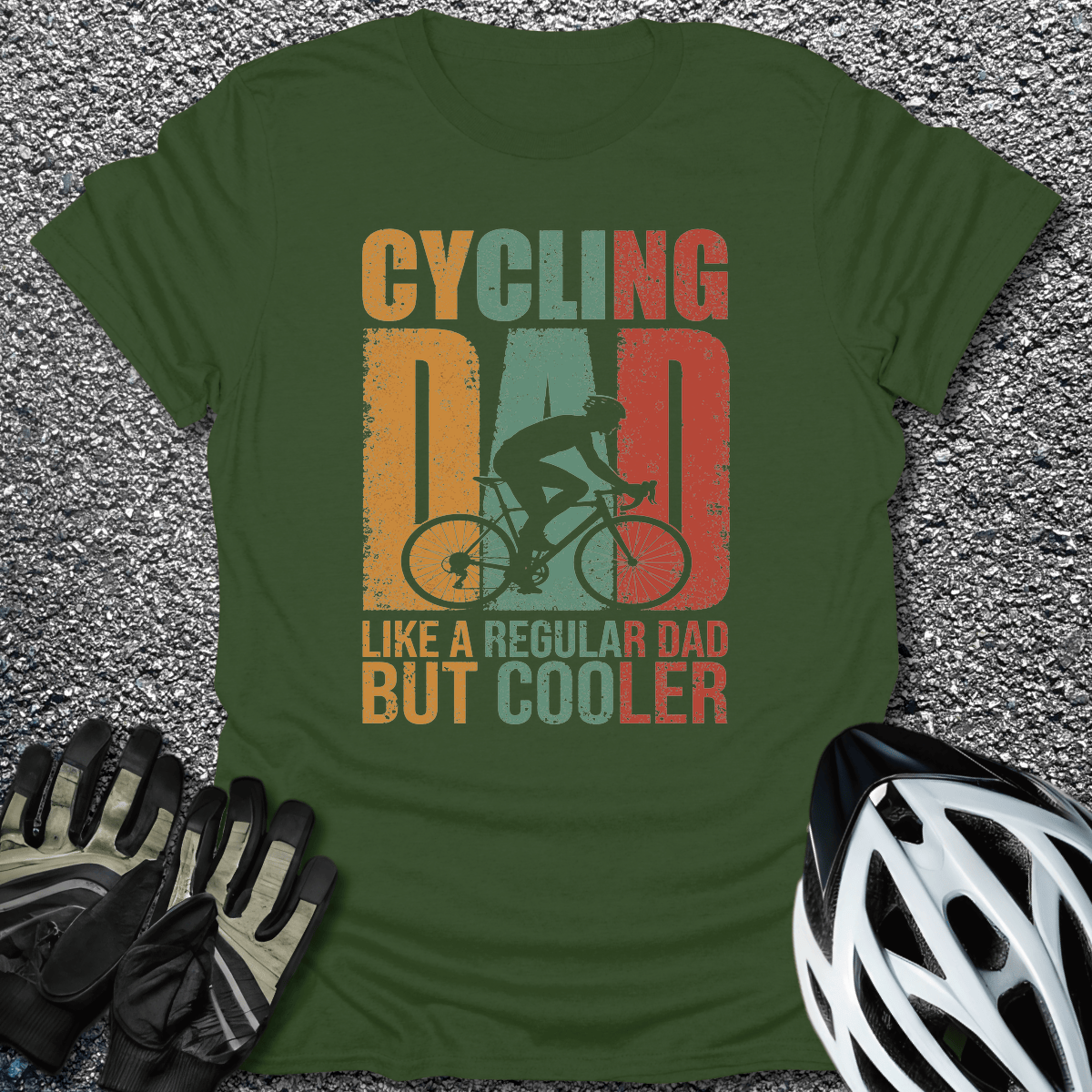 Cycling Dad T-Shirt in Military Green / S from CycleTees