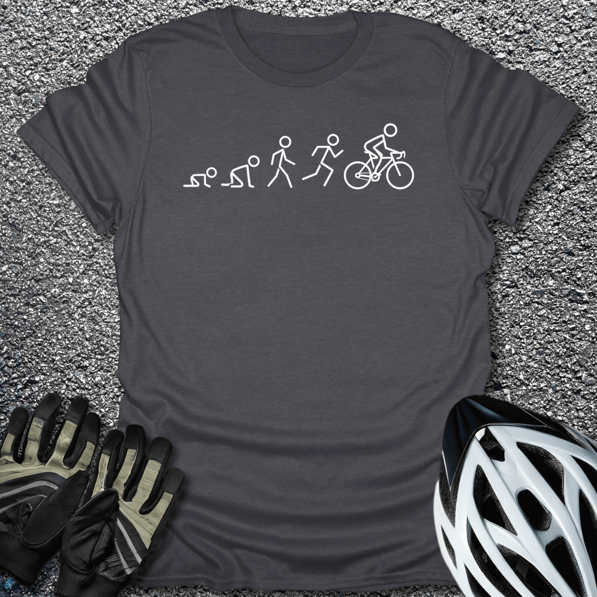 Cycling Evolution T-Shirt in Dark Heather / S from CycleTees